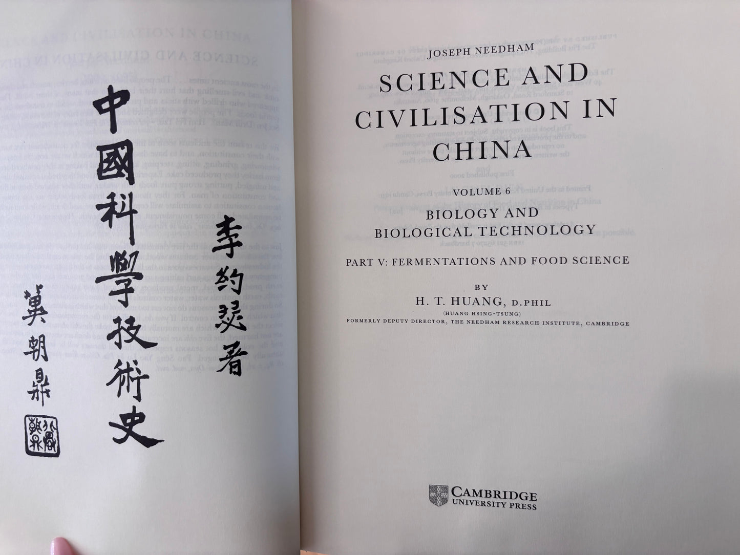 Science And Civilization In China Volume VI:5 Signed by Author