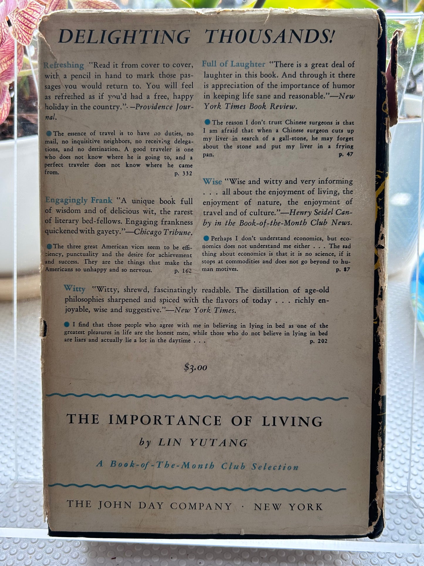 林语堂《生活的藝術》(1938年首版) The Importance of Living by Lin Yutang (1938 First Edition)