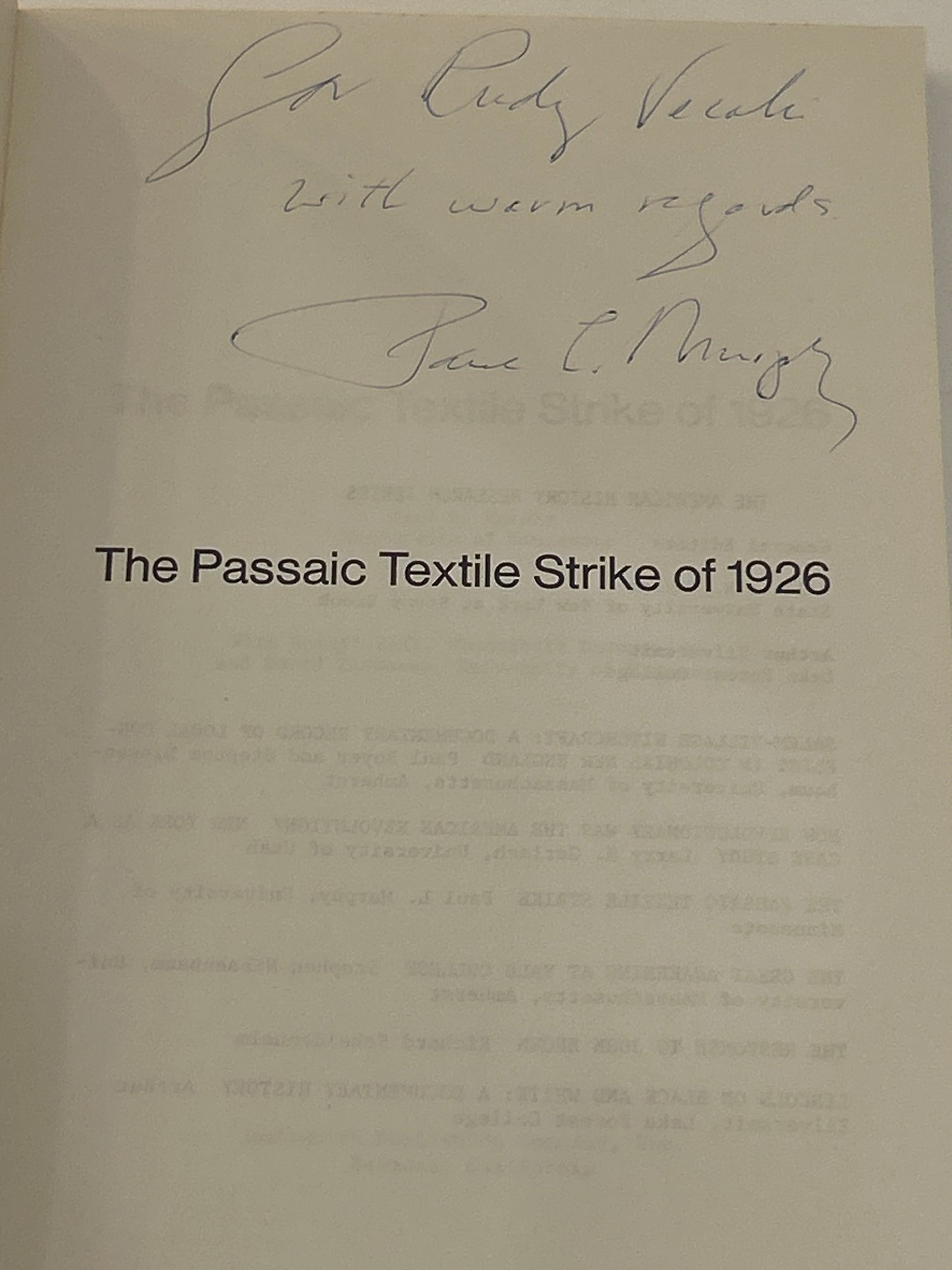 The Passaic Textile Strike of 1926