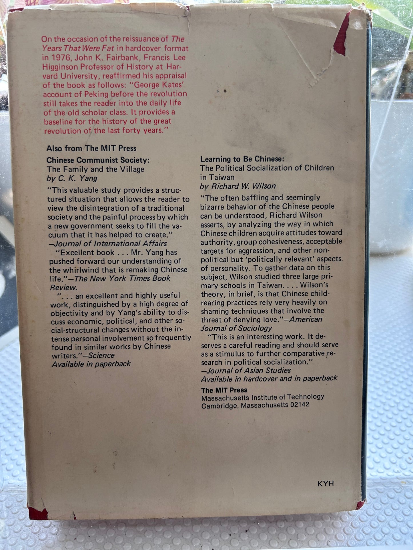 1976年版《豐腴之年:舊中國的輓歌》作者 George N. Kates The Years That Were Fat: The Last of Old China by George N. Kates (1976 MIT Press Hardcover Edition)