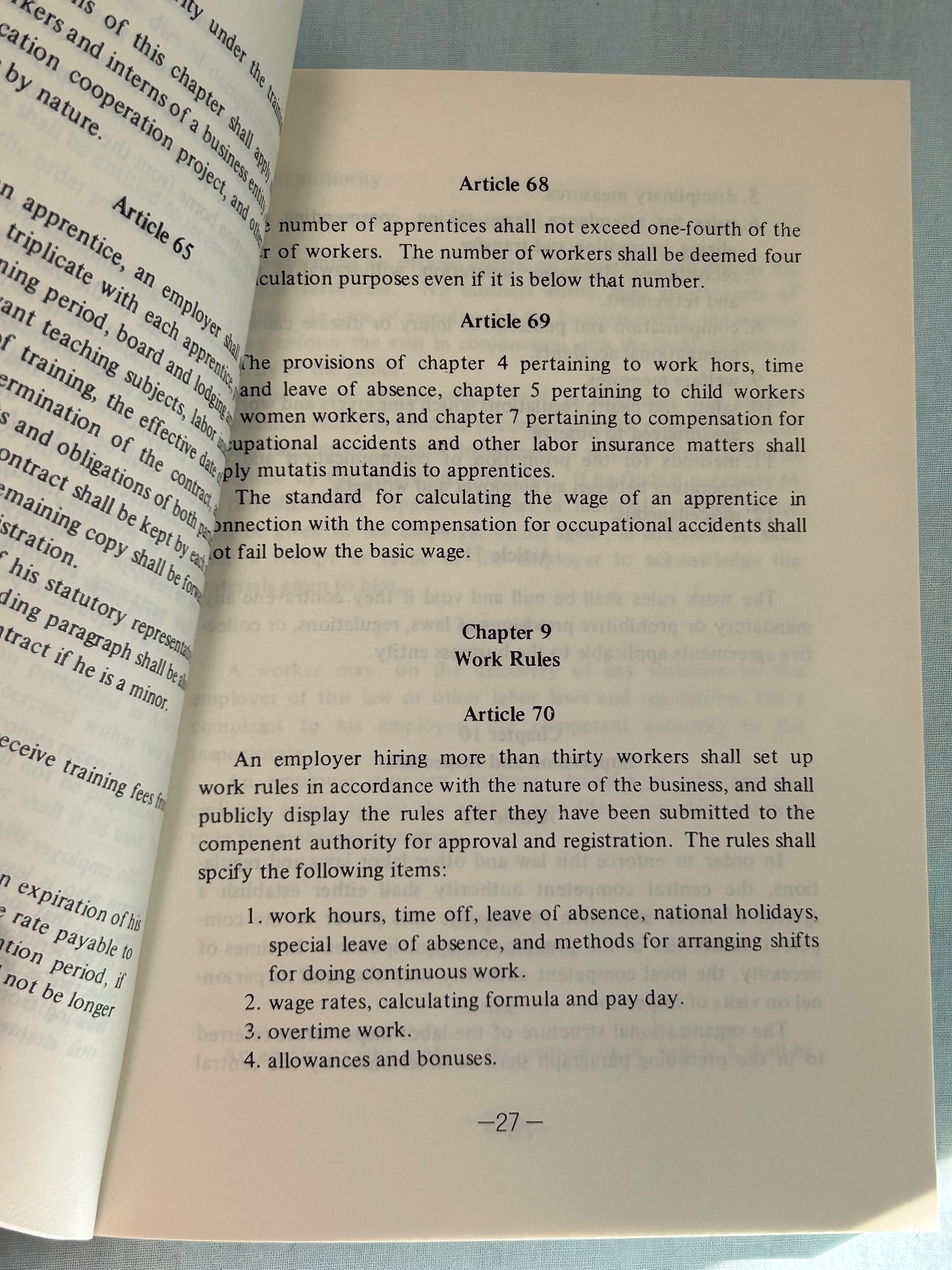 Labor Laws and Regulations of the Republic of China