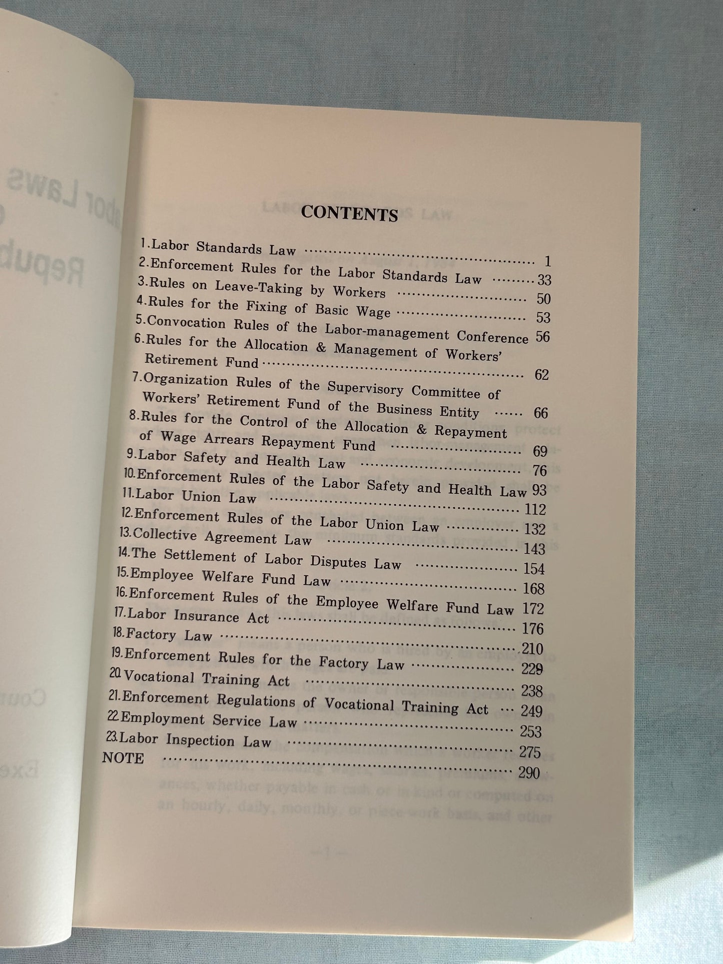 Labor Laws and Regulations of the Republic of China