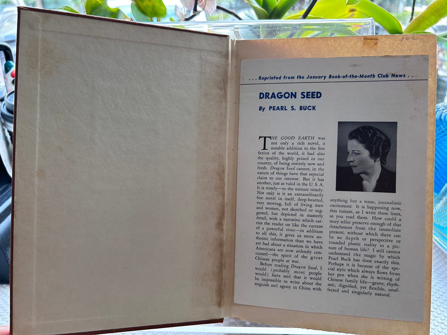 1942 First Edition w/ Vintage 1942 BOMC Insert Dragon Seed by Pearl S. Buck 1942年首版/附1942每月一書俱樂部書評頁 賽珍珠《龍種》