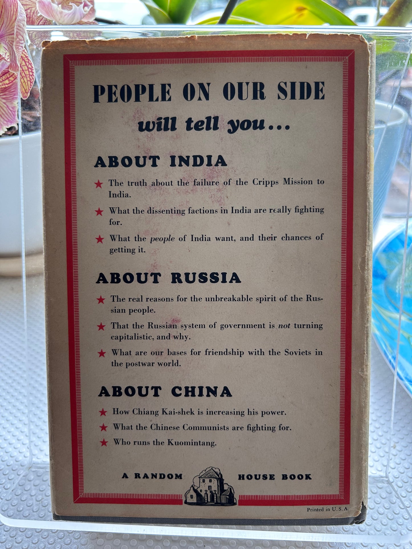 艾德格·斯諾《我們這一邊的人》(1944) 戰時初版 People on Our Side by Edgar Snow (1944) – First Edition Random House Wartime Book