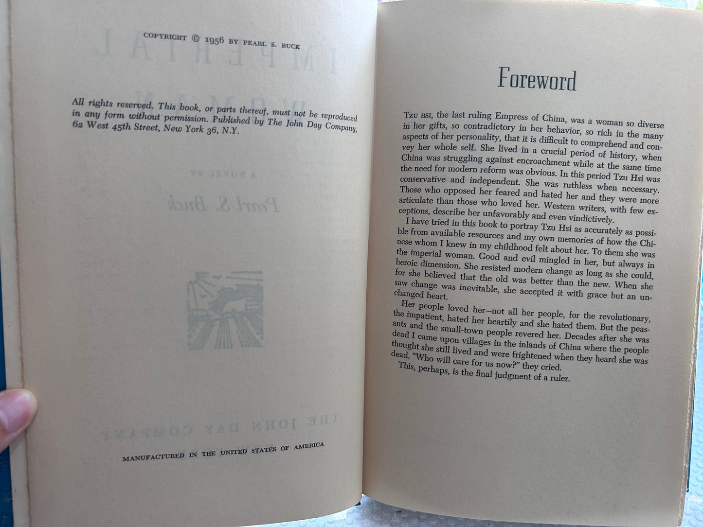 1956年首版賽珍珠《帝國的女人》Imperial Woman by Pearl S. Buck (The John Day Company, 1956 First Edition)