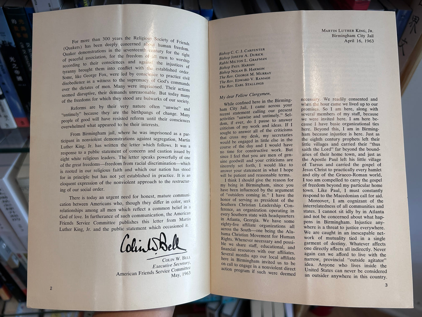 1963 Historic Pamphlet: Letter from Birmingham City Jail by Martin Luther King, Jr. Third Printing (June 1963) 1963年6月第三刷《來自伯明罕市監獄的信》手冊 馬丁·路德·金