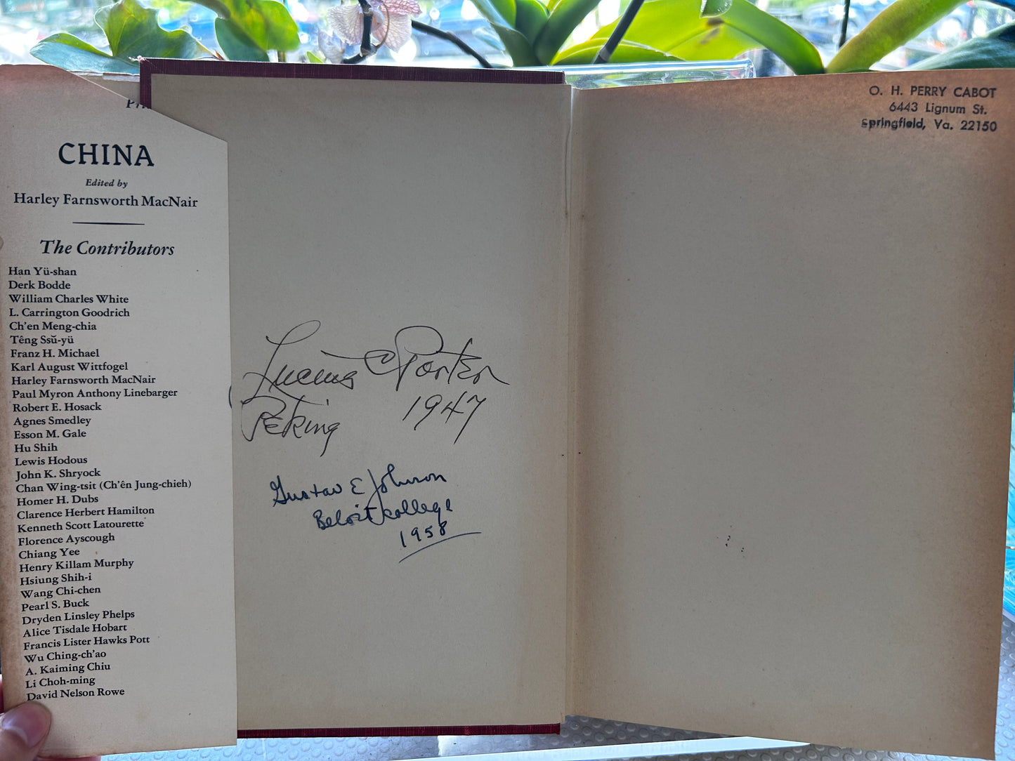 [Signed by Lucius C. Porter] 1946 First Edition CHINA ed. by Harley F. MacNair (UC Press) 1946年首版 麥克奈爾主編《China 中國》燕京大學哲學系主任博晨光親筆簽名