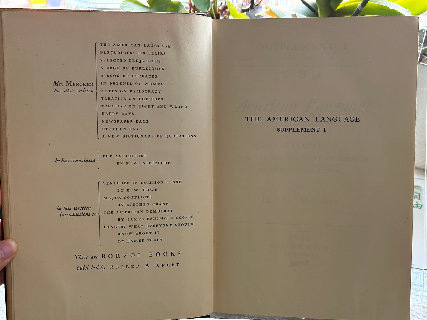 1st Edition Set (1945 & 1948) The American Language: Supplement I & Supplement Two (2 Vols Complete) by H. L. Mencken | in Original Dust Jackets 1945&1948年《美語：補充卷一與卷二》2冊全