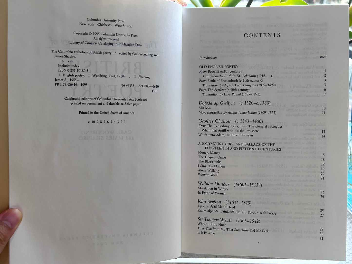1995年《哥倫比亞英國詩歌選集》精裝本 1995 The Columbia Anthology of British Poetry (Hardcover)
