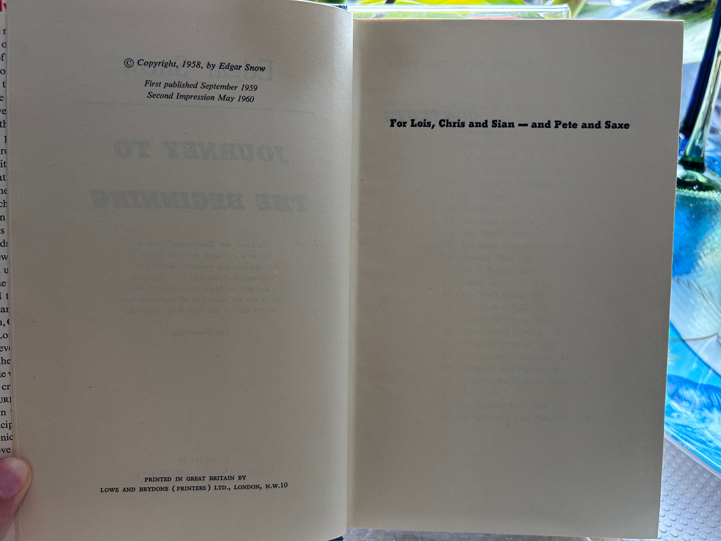 《走向開始》埃德加·斯諾著 (1959年初版二刷）Journey to the Beginning by Edgar Snow (1959 First Edition, 1960 Second Impression)