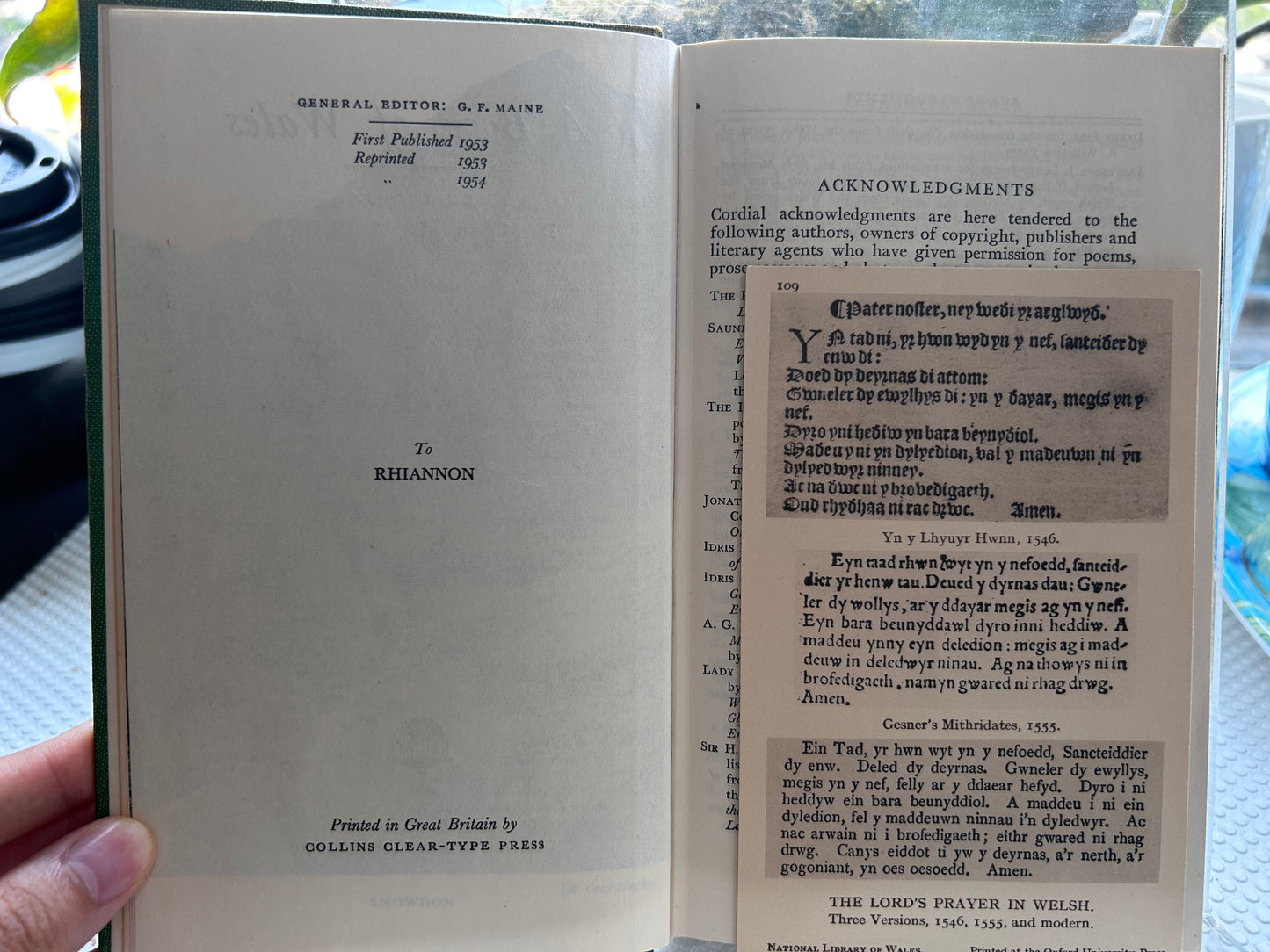 1954 Early Edition: A Book of Wales Hardcover [Beautiful 1959 Welsh Poetry Inscription to Stanley Dutton Willis] 1954年早期版《威爾斯之書》精裝本｜附 1959 年威爾斯傳統古詩手寫贈言