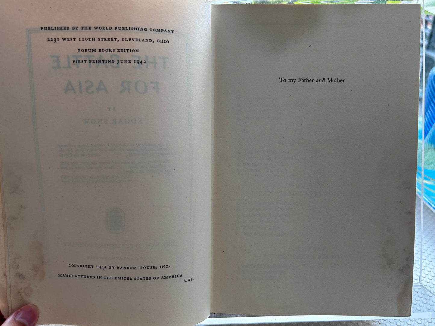 《亞洲之戰》埃德加·斯諾著 (1942年論壇圖書版) The Battle for Asia by Edgar Snow (1942 Forum Books Edition)