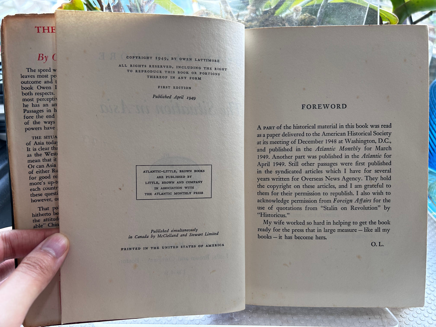 The Situation in Asia - Owen Lattimore (1949 First Edition, Little Brown) Ex-US Army GHQ Japan & China Field Det. Copy 1949年首版/二戰美軍GHQ館藏珍本 歐文·拉蒂摩爾《亞洲局勢》