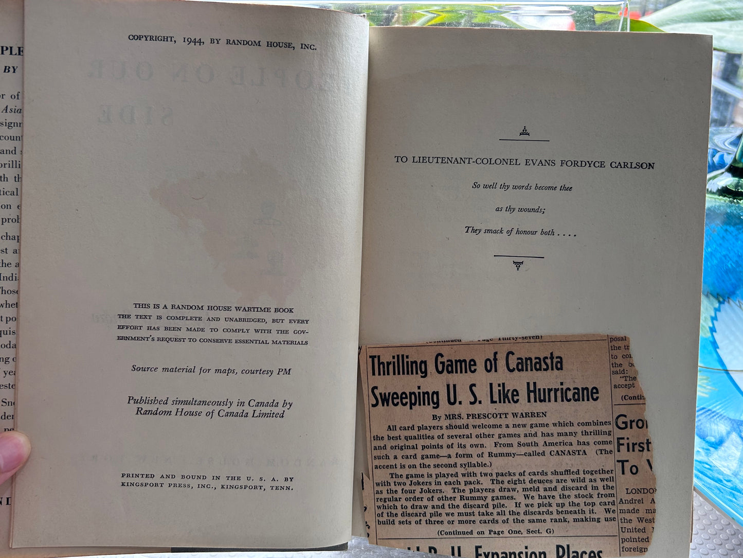 艾德格·斯諾《我們這一邊的人》(1944) 戰時初版 People on Our Side by Edgar Snow (1944) – First Edition Random House Wartime Book