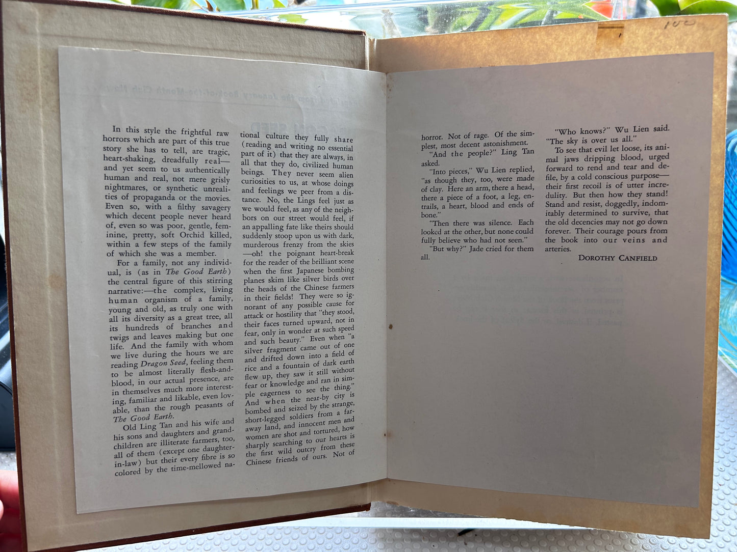 1942 First Edition w/ Vintage 1942 BOMC Insert Dragon Seed by Pearl S. Buck 1942年首版/附1942每月一書俱樂部書評頁 賽珍珠《龍種》
