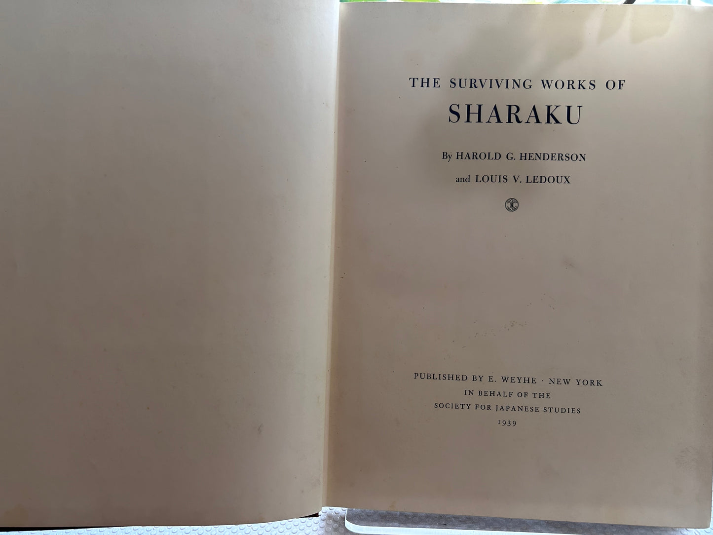 1939年首版《寫樂的傳世作品》The Surviving Works of Sharaku by Harold G. Henderson and Louis V. Ledoux (1939, First Edition)