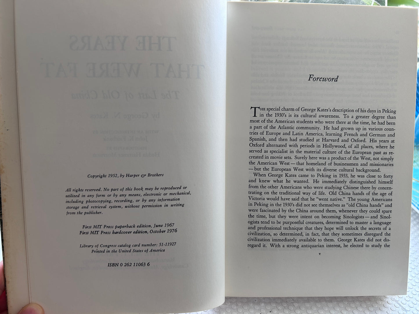 1976年版《豐腴之年：舊中國的輓歌》作者 George N. Kates The Years That Were Fat: The Last of Old China by George N. Kates (1976 MIT Press Hardcover Edition)