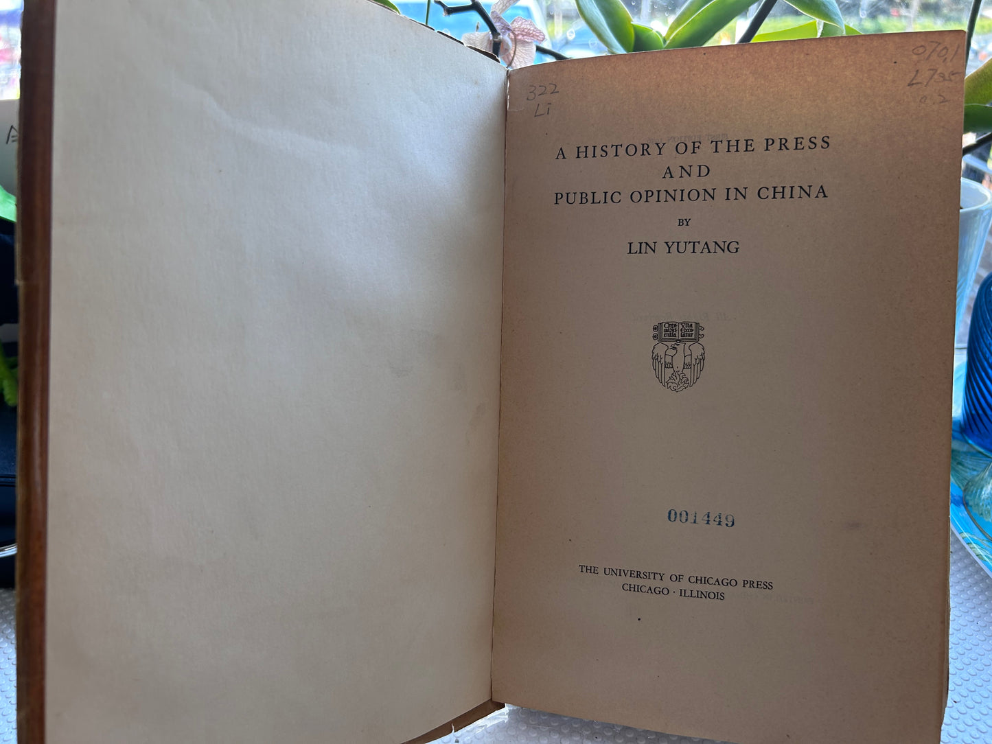 [RARE 1st Ed 1936] Lin Yutang - A History of the Press and Public Opinion in China US Army China Detachment & Military Intelligence Officer Provenance 1936年首版 林語堂《中國報刊與輿論史》上海別發洋行原印/美軍駐華特遣隊舊藏