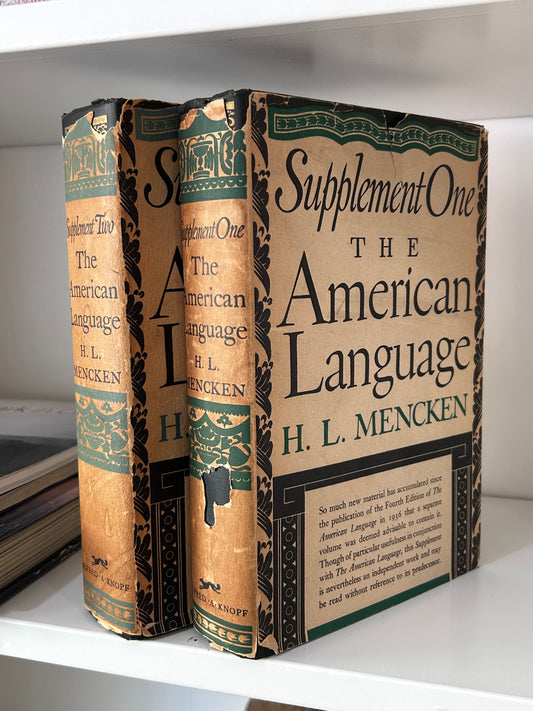 1st Edition Set (1945 & 1948) The American Language: Supplement I & Supplement Two (2 Vols Complete) by H. L. Mencken | in Original Dust Jackets 1945&1948年《美語：補充卷一與卷二》2冊全