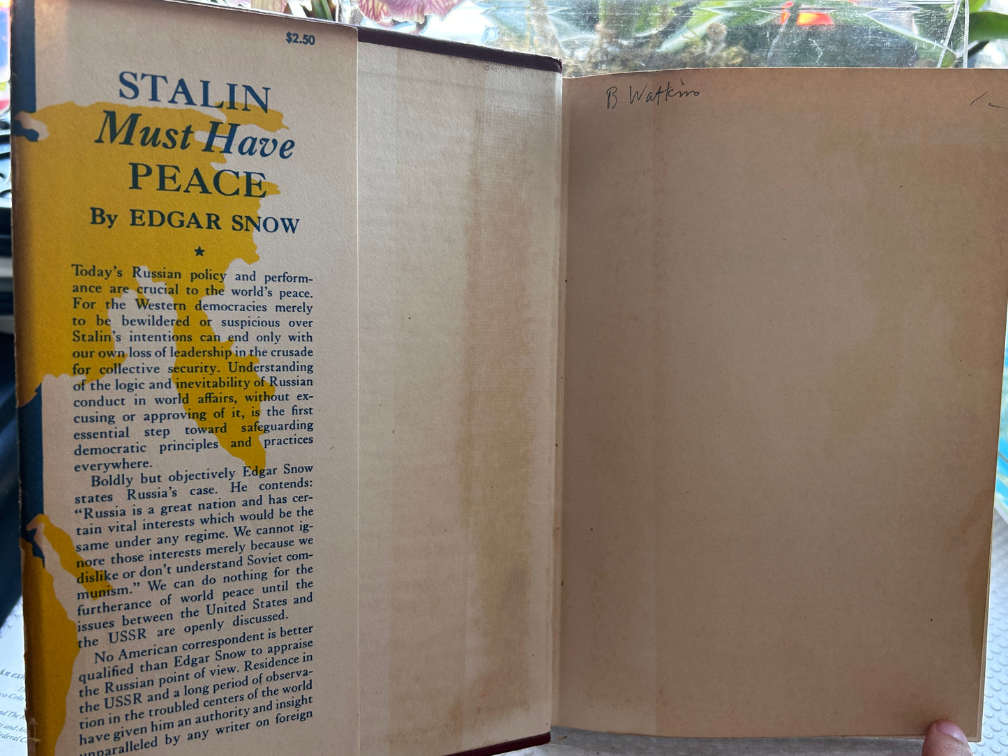 1947年首版《史達林必須和平》作者埃德加·斯諾 Stalin Must Have Peace by Edgar Snow (Random House, 1947 First Edition)