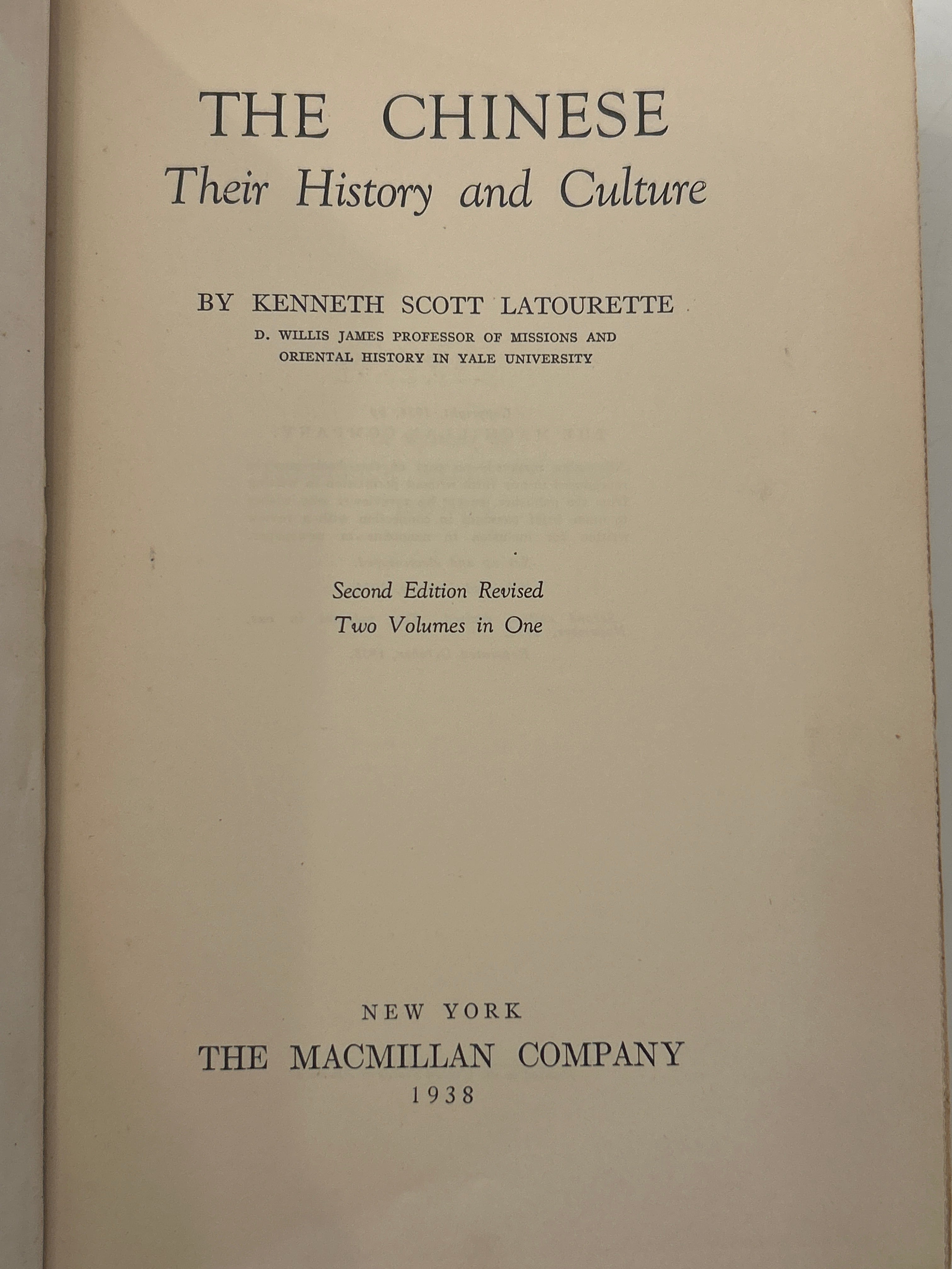 The Chinese: Their History and Culture (One Volume Edition, 1938