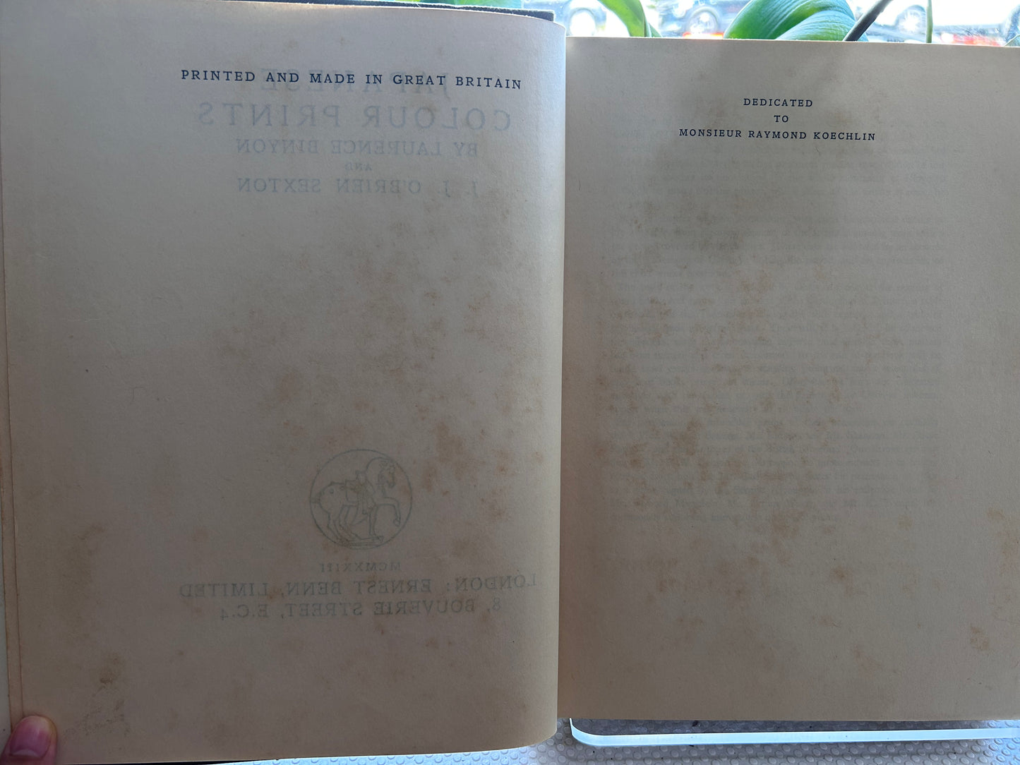 1923年首版《日本彩色浮世繪》Japanese Colour Prints by Laurence Binyon & J. J. O'Brien Sexton (1923 First Edition, Ernest Benn) 『Japanese Colour Prints』ローレンス・ビニヨン＆J.J.O.セクストン共著