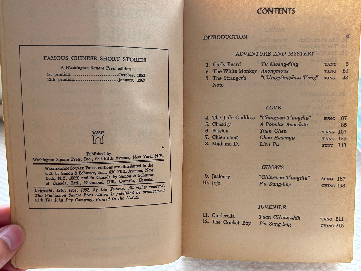 林语堂重述《中國著名短篇小說》（1967年版) Famous Chinese Short Stories retold by Lin Yutang (1967 Washington Square Press Edition)