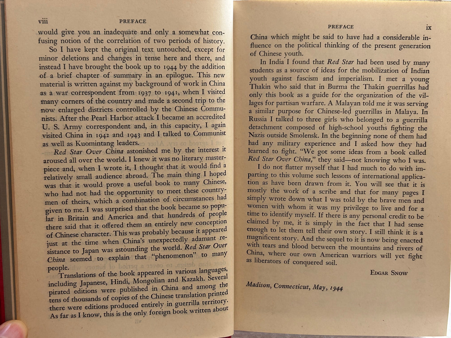 1944年版《紅星照耀中國》作者埃德加·斯諾 Red Star Over China by Edgar Snow (The Modern Library, 1944 Edition)