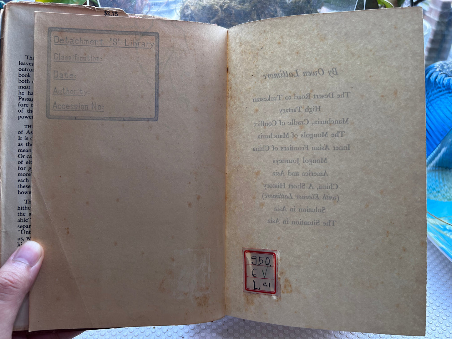 The Situation in Asia - Owen Lattimore (1949 First Edition, Little Brown) Ex-US Army GHQ Japan & China Field Det. Copy 1949年首版/二戰美軍GHQ館藏珍本 歐文·拉蒂摩爾《亞洲局勢》