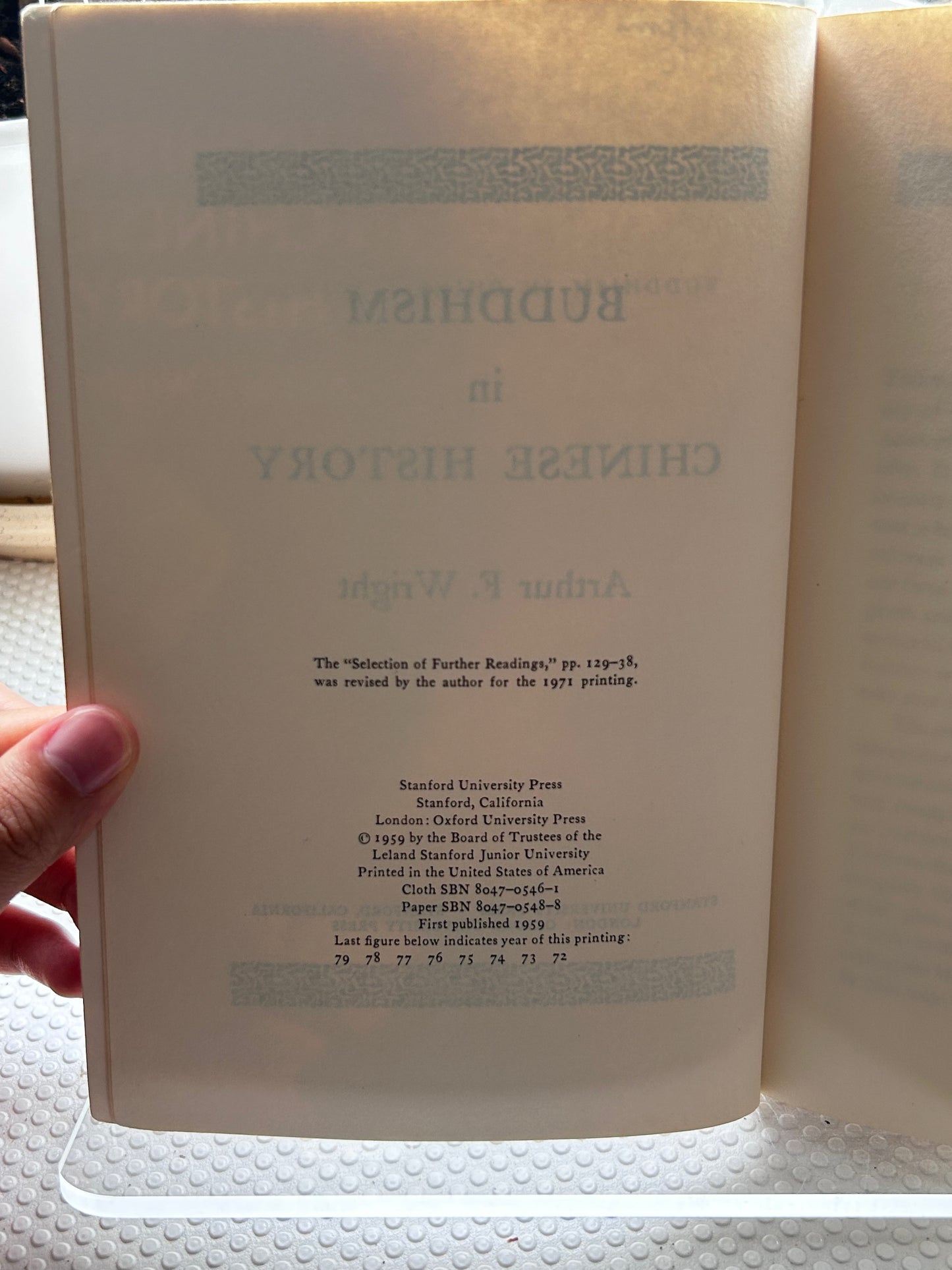《中國歷史中的佛教》1959年初版Buddhism in Chinese History by Arthur F. Wright, Stanford University Press