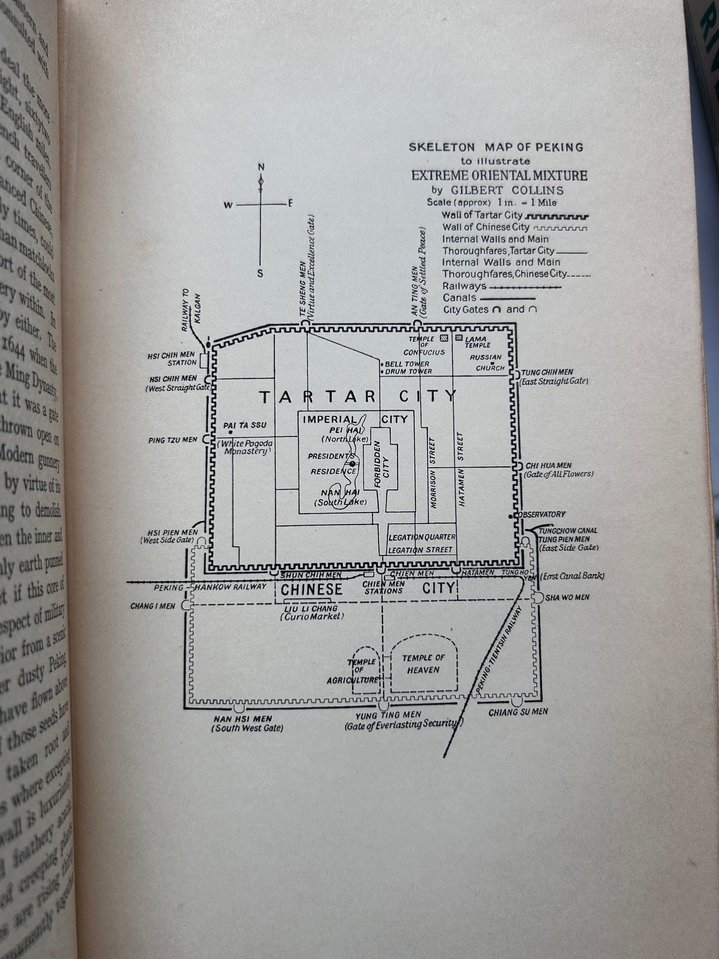 1925年首版/附原版北京城地圖-《東方萬象雜談》Extreme Oriental Mixture by Gilbert Collins, 1st Edition, With Original Skeleton Map of Peking
