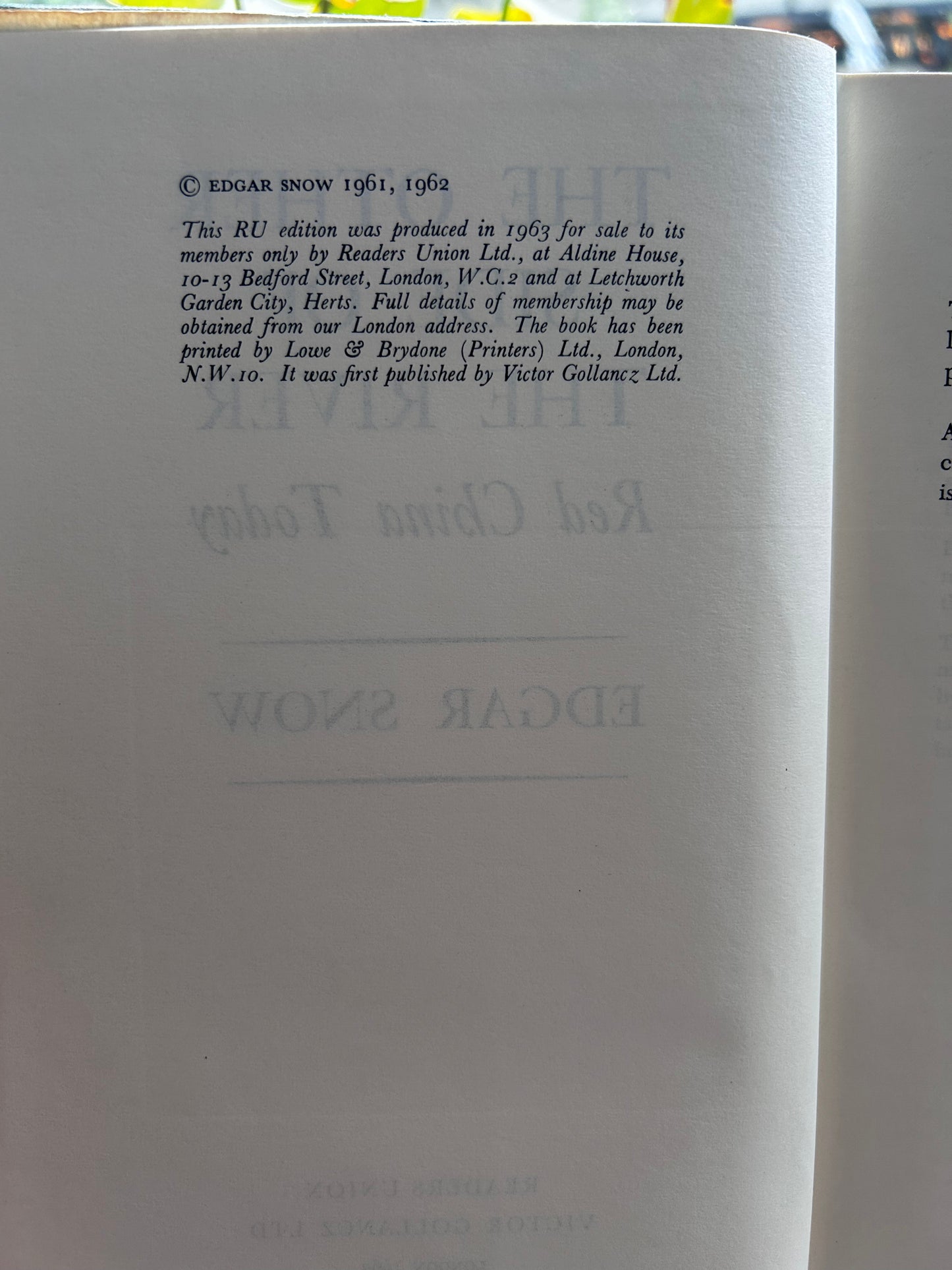 1963 年《河的另一岸》埃德加·斯諾 The Other Side of the River: Red China Today by Edgar Snow, Readers Union Version