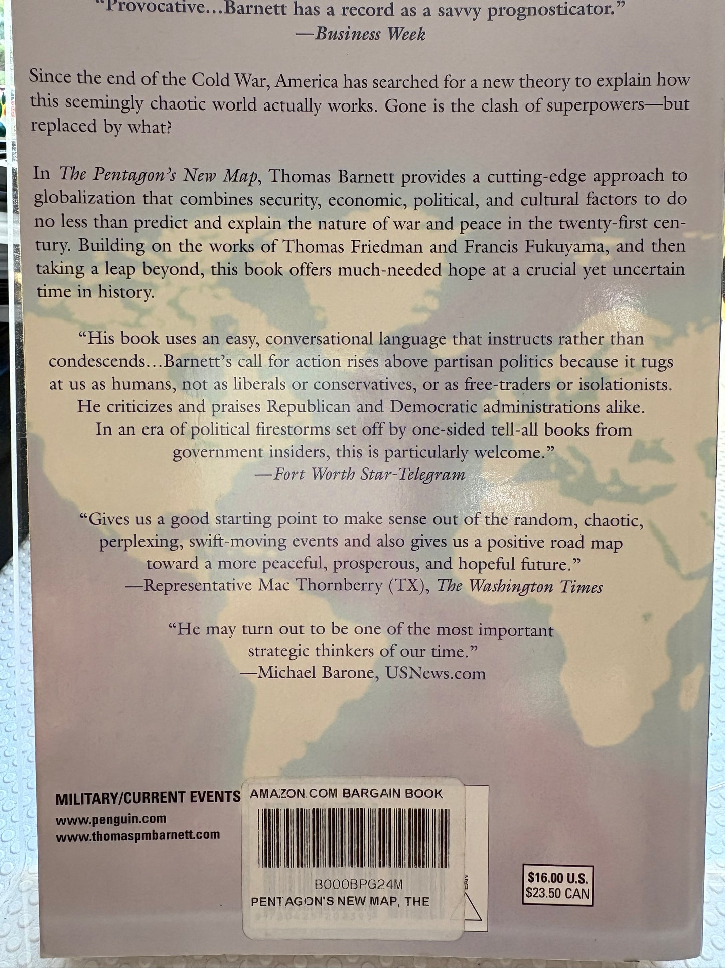 托马斯·巴内特题赠本《五角大楼的新地图》Strategic Inscribed Copy: The Pentagon's New Map by Thomas P.M. Barnett —— Dedicated to Diplomat Stephen Schlaikjer