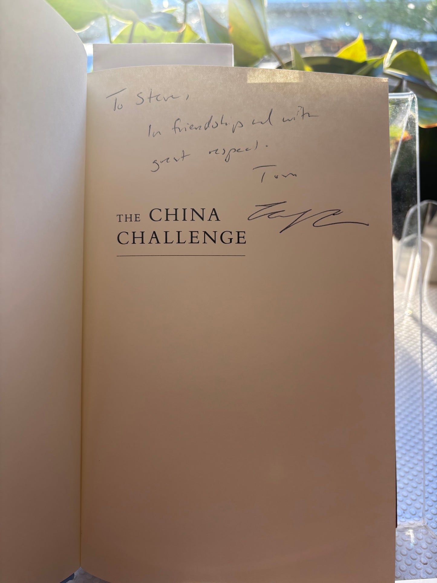 柯庆生亲笔致谢本《中国挑战》—— 附出版社原始推介页The China Challenge by Thomas Christensen —— Inscribed to Stephen Schlaikjer with Original Publisher’s Tip Sheet