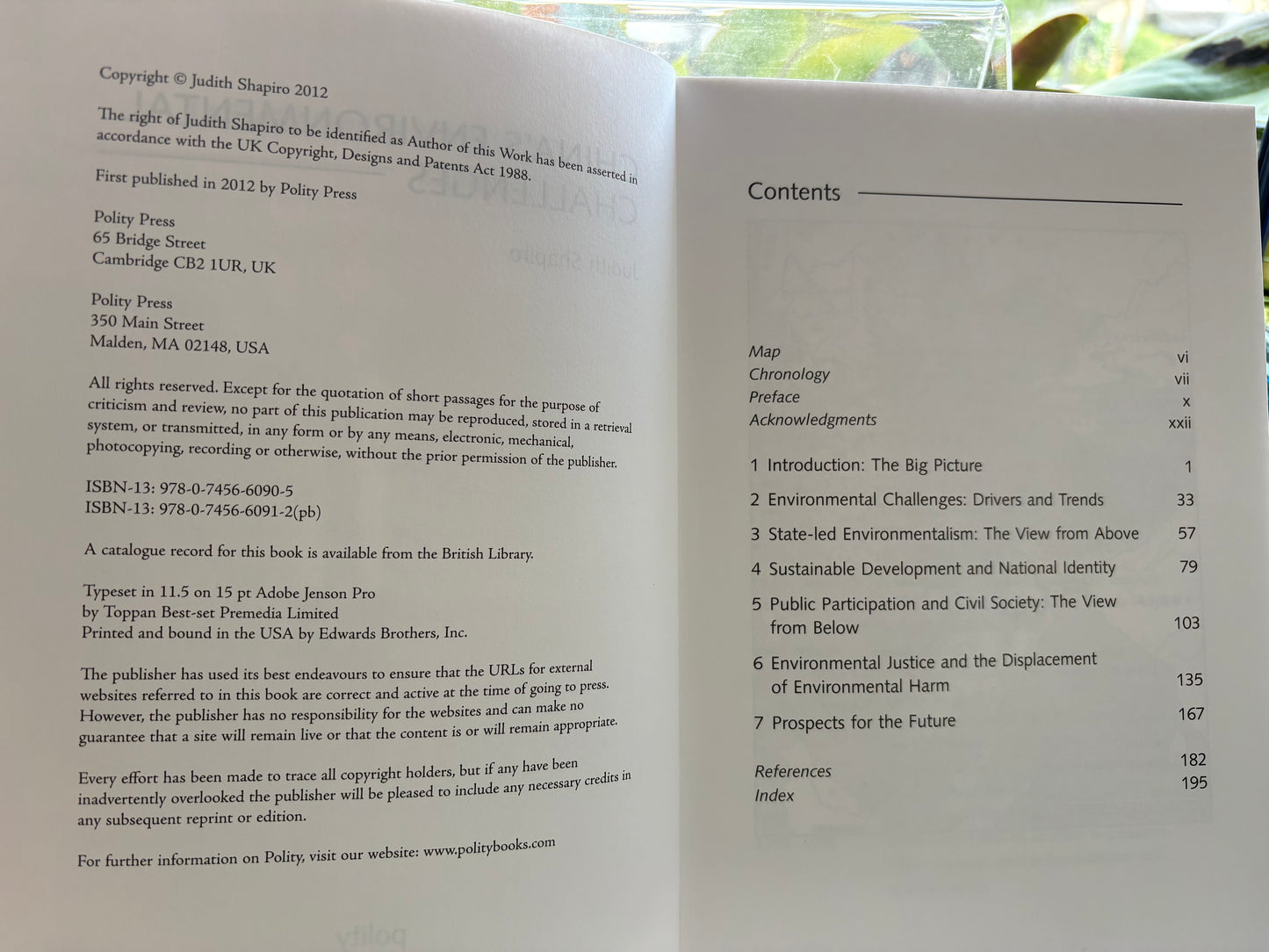 China’s Environmental Challenges (2012) —— Author Judith Shapiro’s Hand-Inscribed Presentation Copy to Steve & Imoi 2012年首版《中国的环境挑战》：作者题赠史大伟及 Imoi 特藏